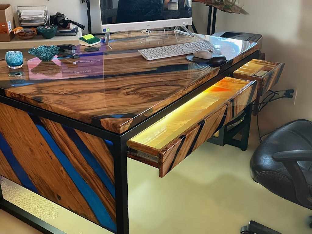 Epoxy Cherry Executive Desk