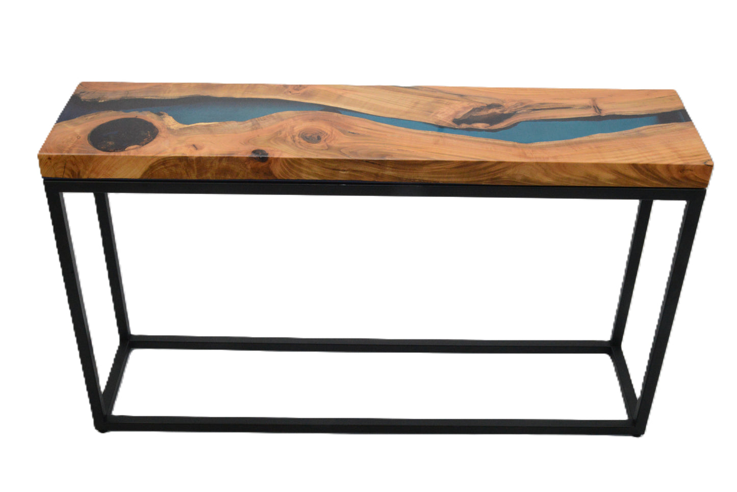 Salvaged Cherry and Blue River Epoxy Sofa/Console Table/Limited Edition