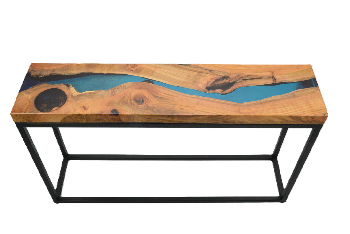 Salvaged Cherry and Blue River Epoxy Sofa/Console Table/Limited Edition