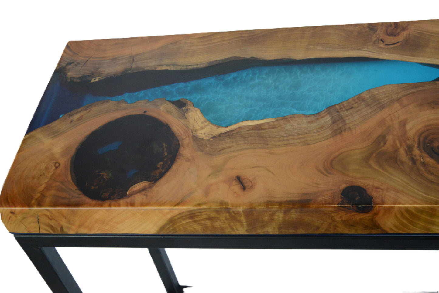 Salvaged Cherry and Blue River Epoxy Sofa/Console Table/Limited Edition