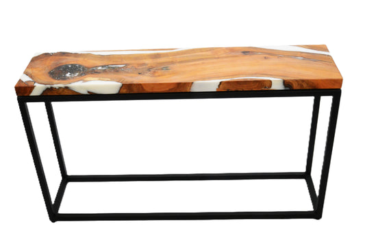 Salvaged Cherry and White Epoxy Sofa/Console Table/Limited Edition