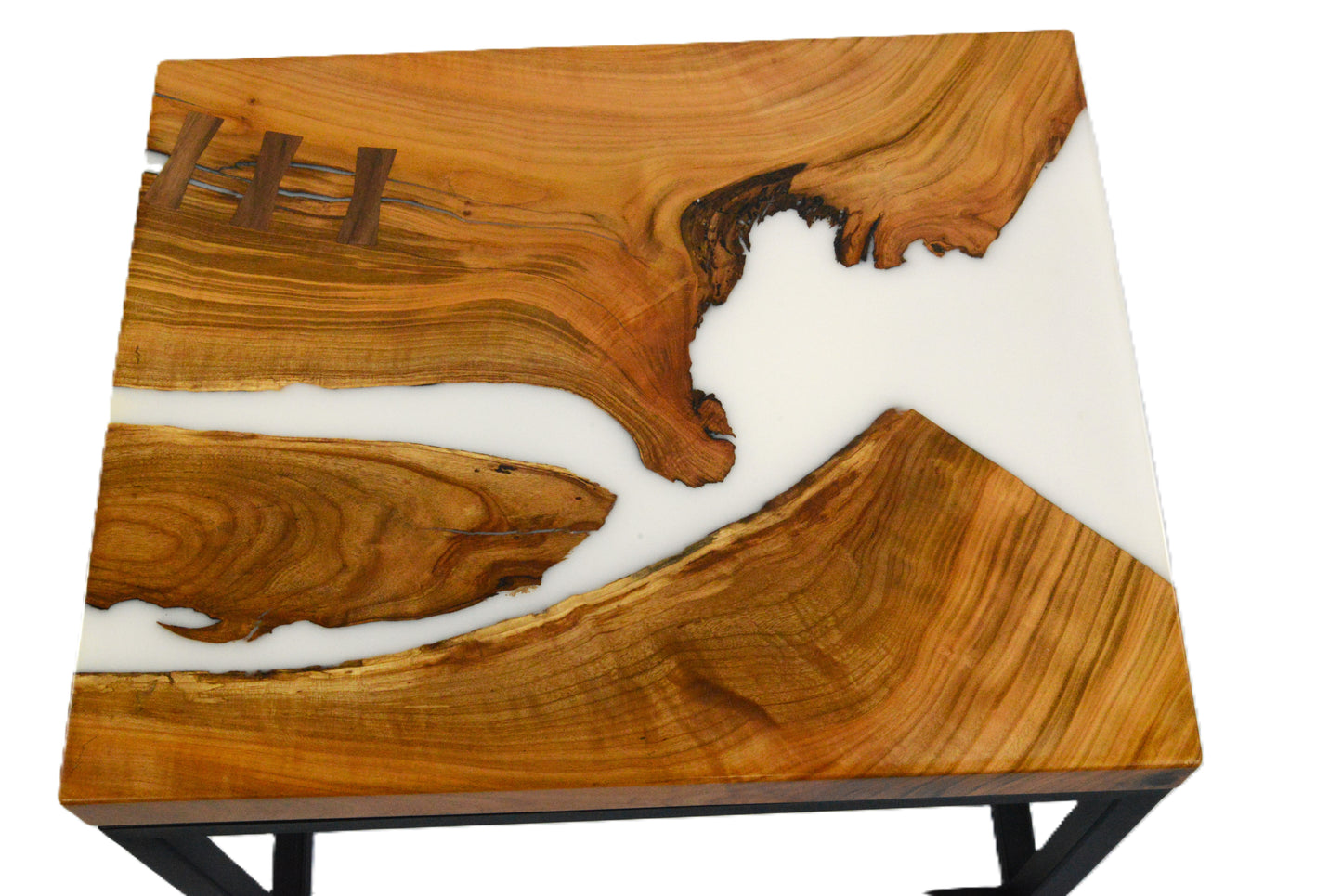 Salvaged Cherry and White Epoxy Side Table/Limited Edition