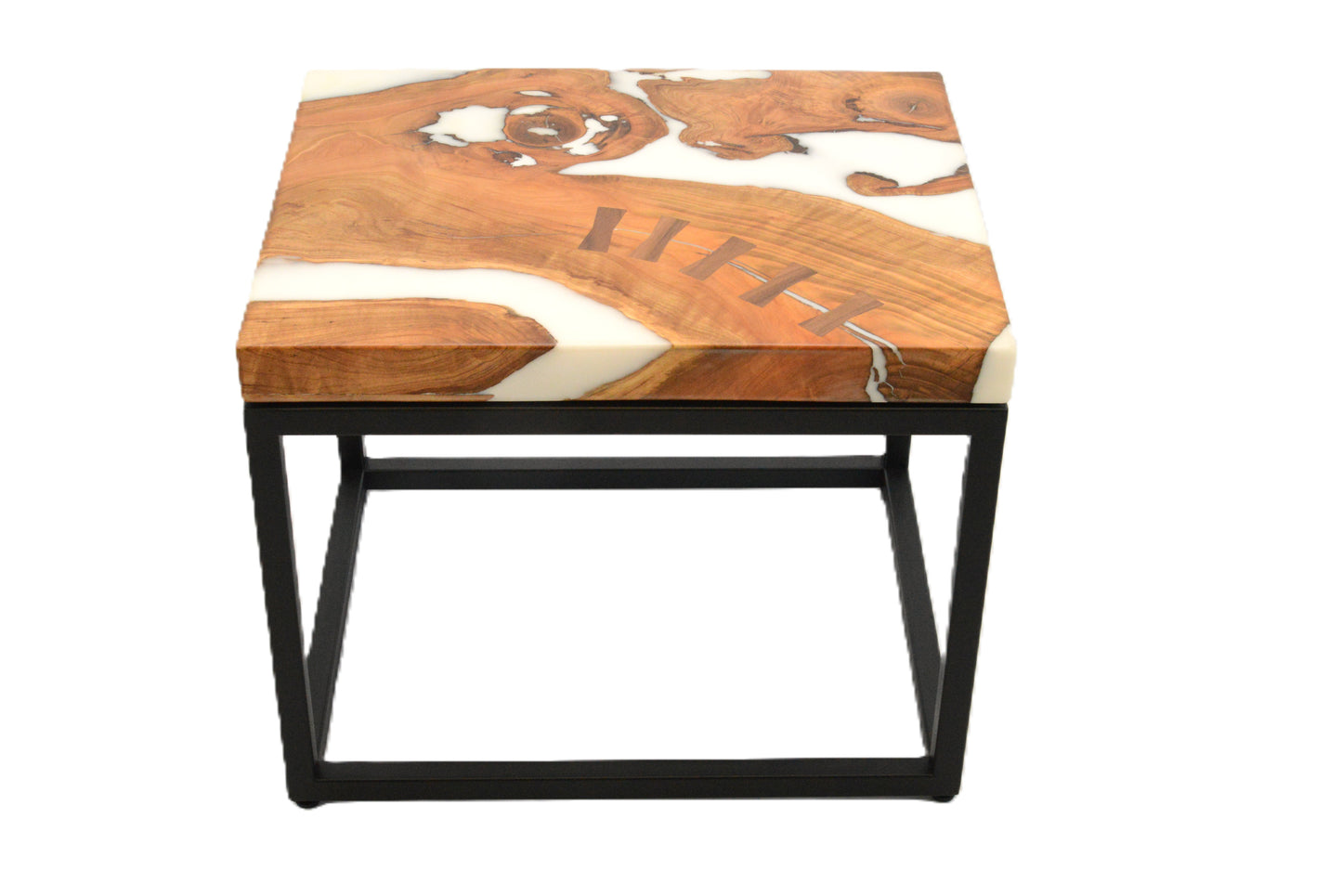 Salvaged Cherry and White Epoxy Side Table/Limited Edition