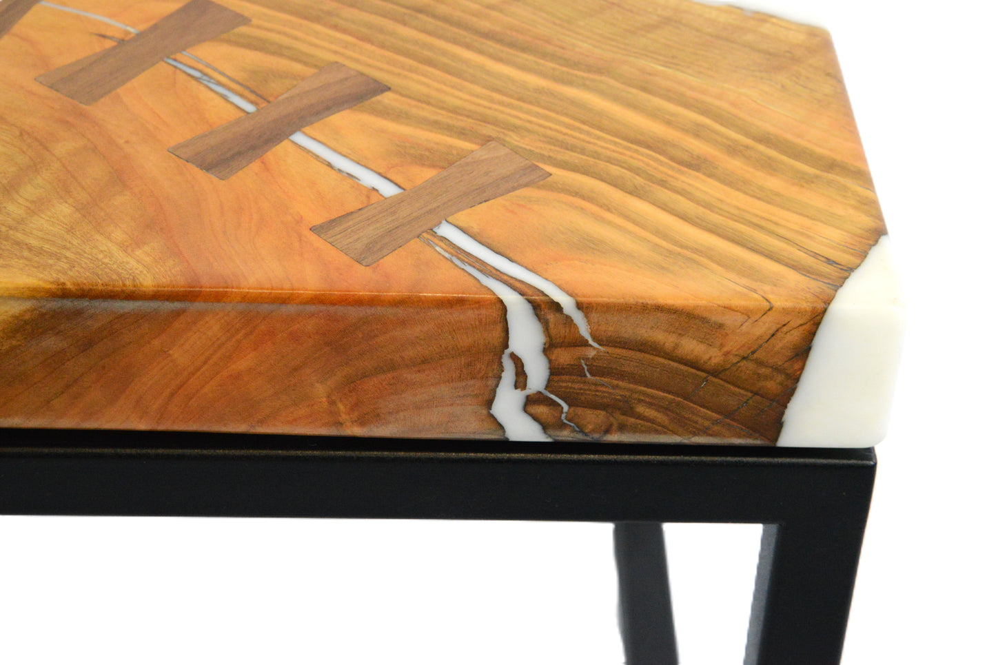 Salvaged Cherry and White Epoxy Side Table/Limited Edition