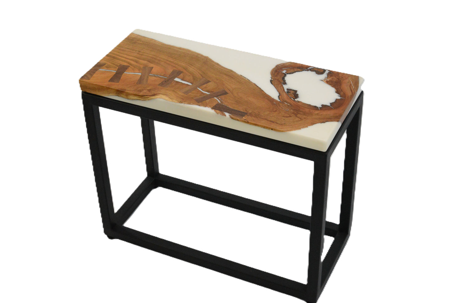 Salvaged Cherry and White Epoxy Side Table/Limited Edition